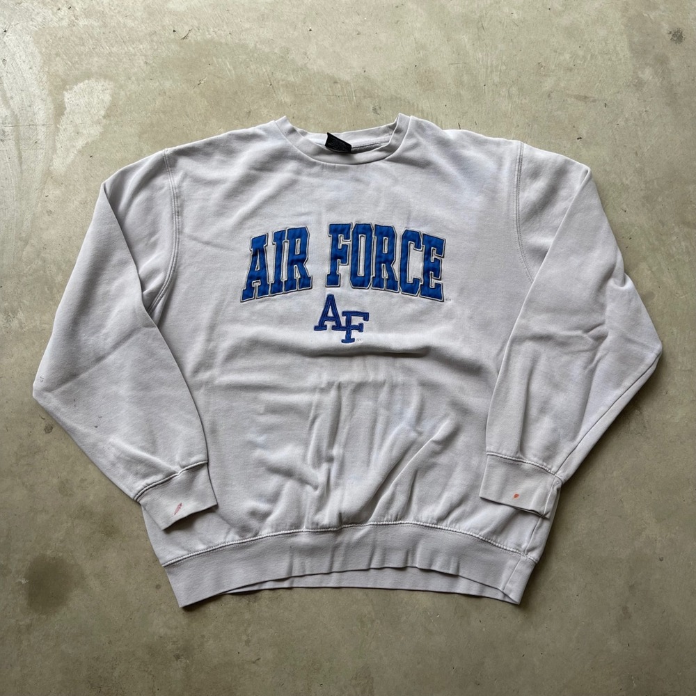 Colosseum Air Force AF Crewneck Sweatshirt Mens XL Grey Blue Embroidered Fleece